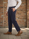 Celio* Men Navy Blue Straight Fit Viscose Rayon Tencel Trouser
