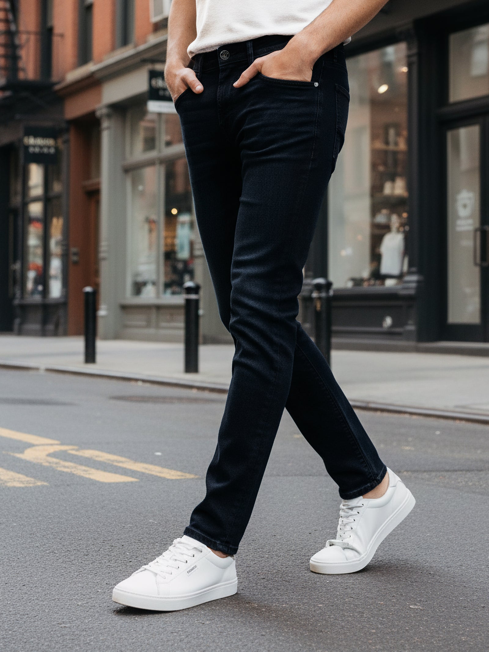 Celio* Solid Slim Fit Cotton Men Black Jeans
