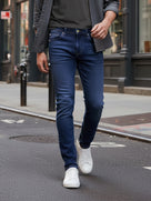 Celio* Men Slim Fit Blue Solid Cotton Jeans