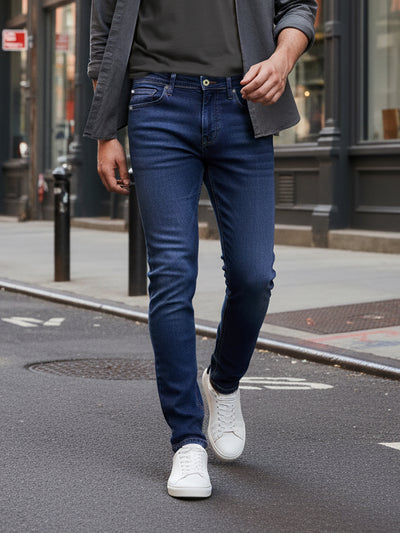 Celio* Men Blue Solid Slim Fit Cotton Jeans