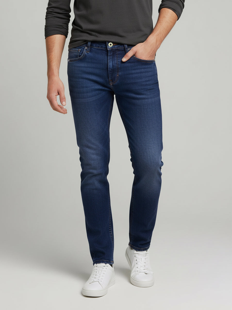 Celio* Men Slim Fit Blue Solid Cotton Jeans