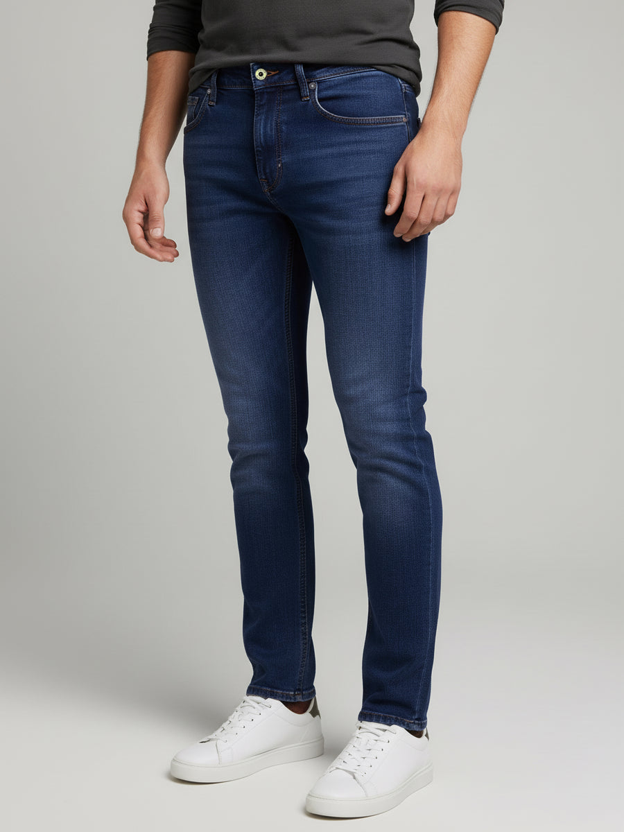 Celio* Men Slim Fit Blue Solid Cotton Jeans