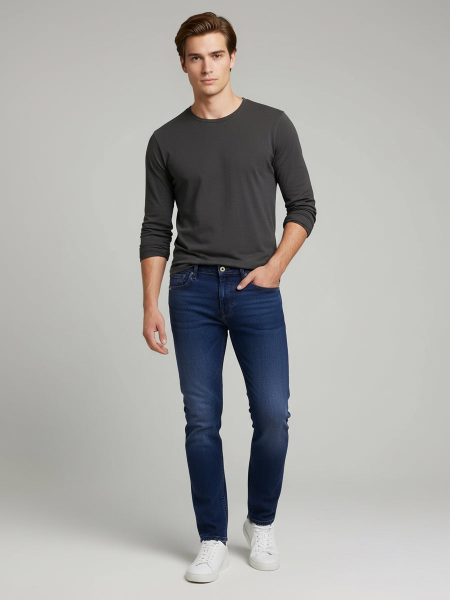 Celio* Men Slim Fit Blue Solid Cotton Jeans