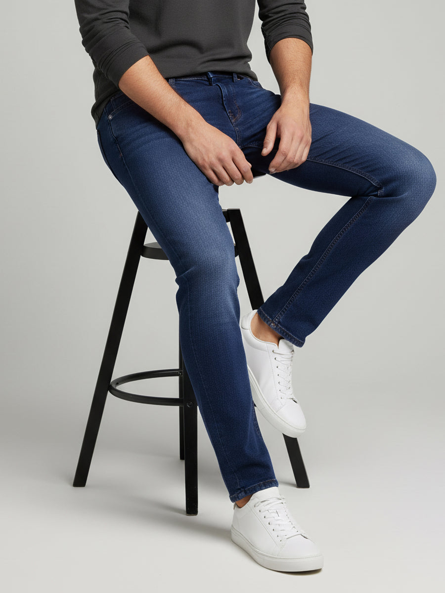 Celio* Men Slim Fit Blue Solid Cotton Jeans