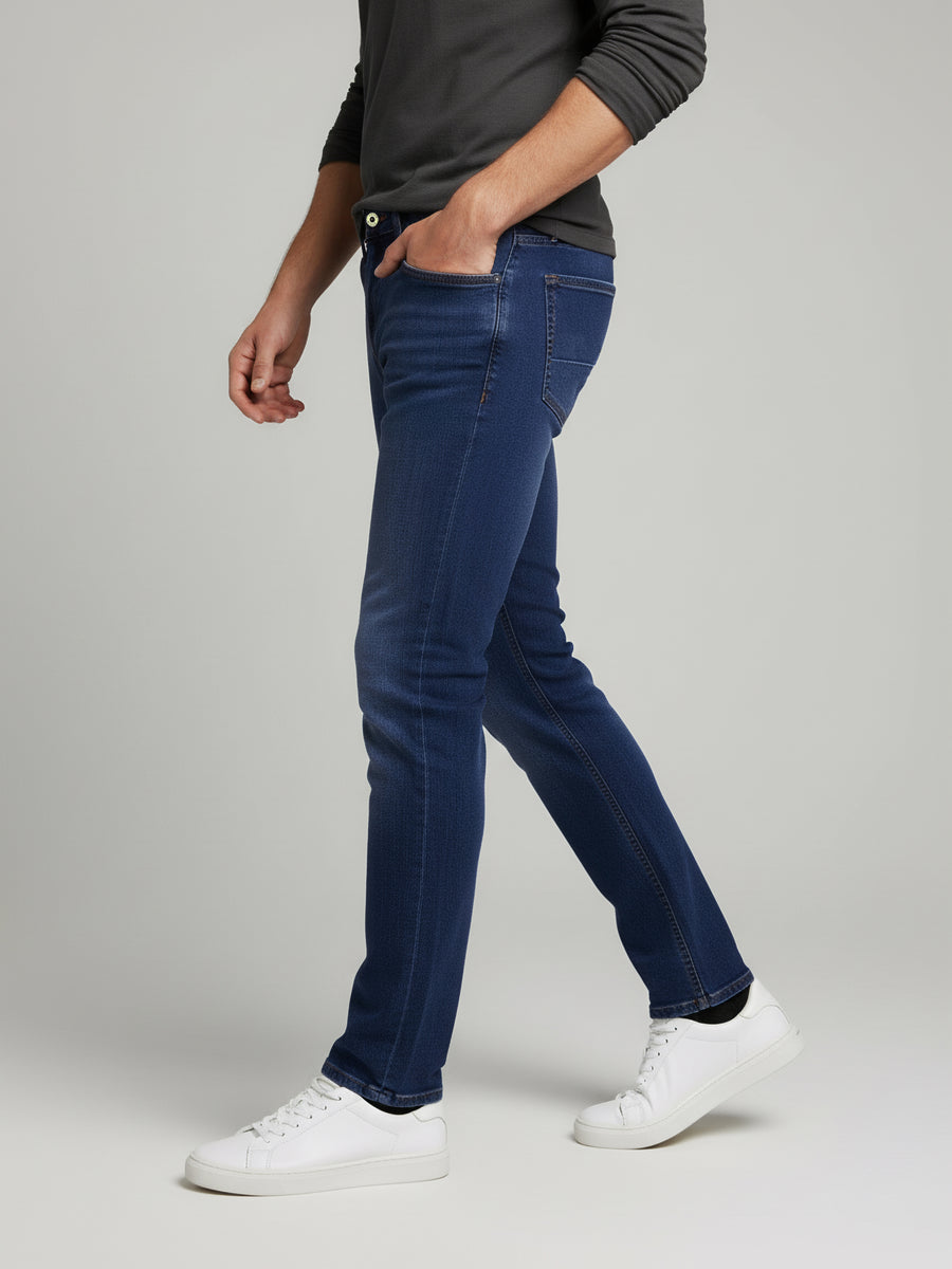 Celio* Men Slim Fit Blue Solid Cotton Jeans