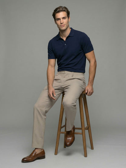 Celio* Men Beige Solid Baggy Fit Polyester Trousers