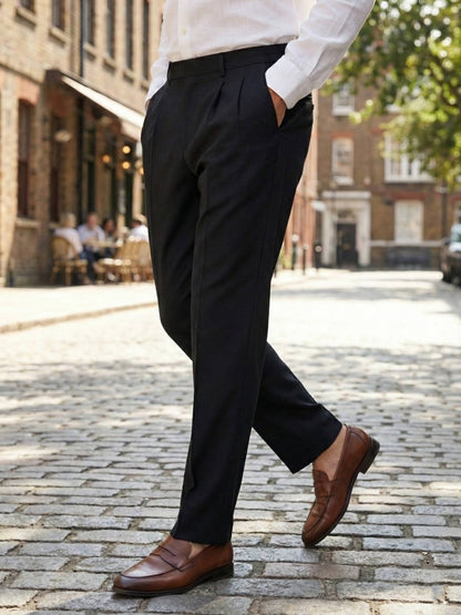 Celio* Men Black Solid Baggy Fit Polyester Trousers