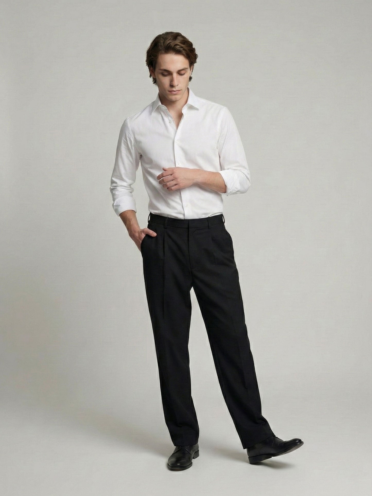 Celio* Men Black Solid Baggy Fit Polyester Trousers