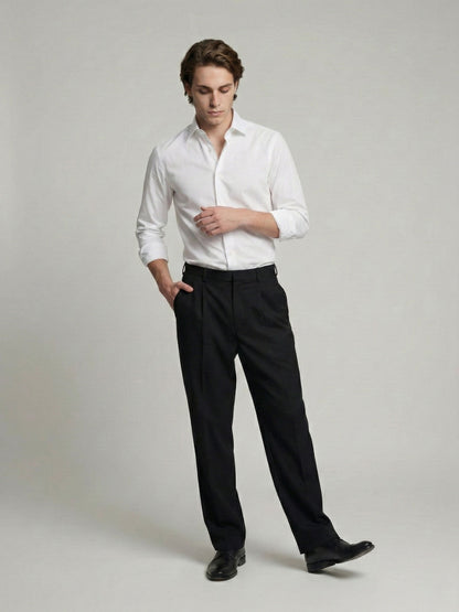 Celio* Men Black Solid Baggy Fit Polyester Trousers