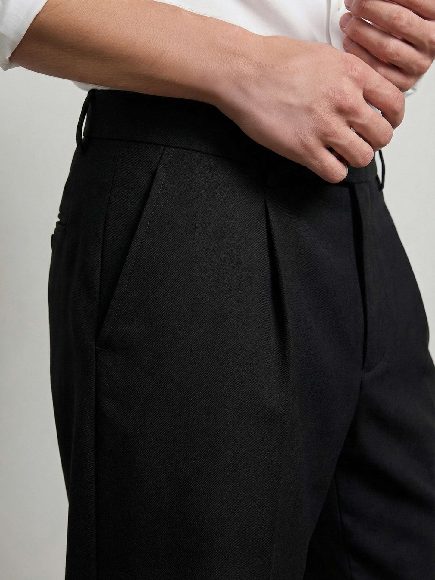 Celio* Men Black Solid Baggy Fit Polyester Trousers