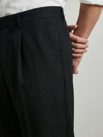 Celio* Men Black Solid Baggy Fit Polyester Trousers