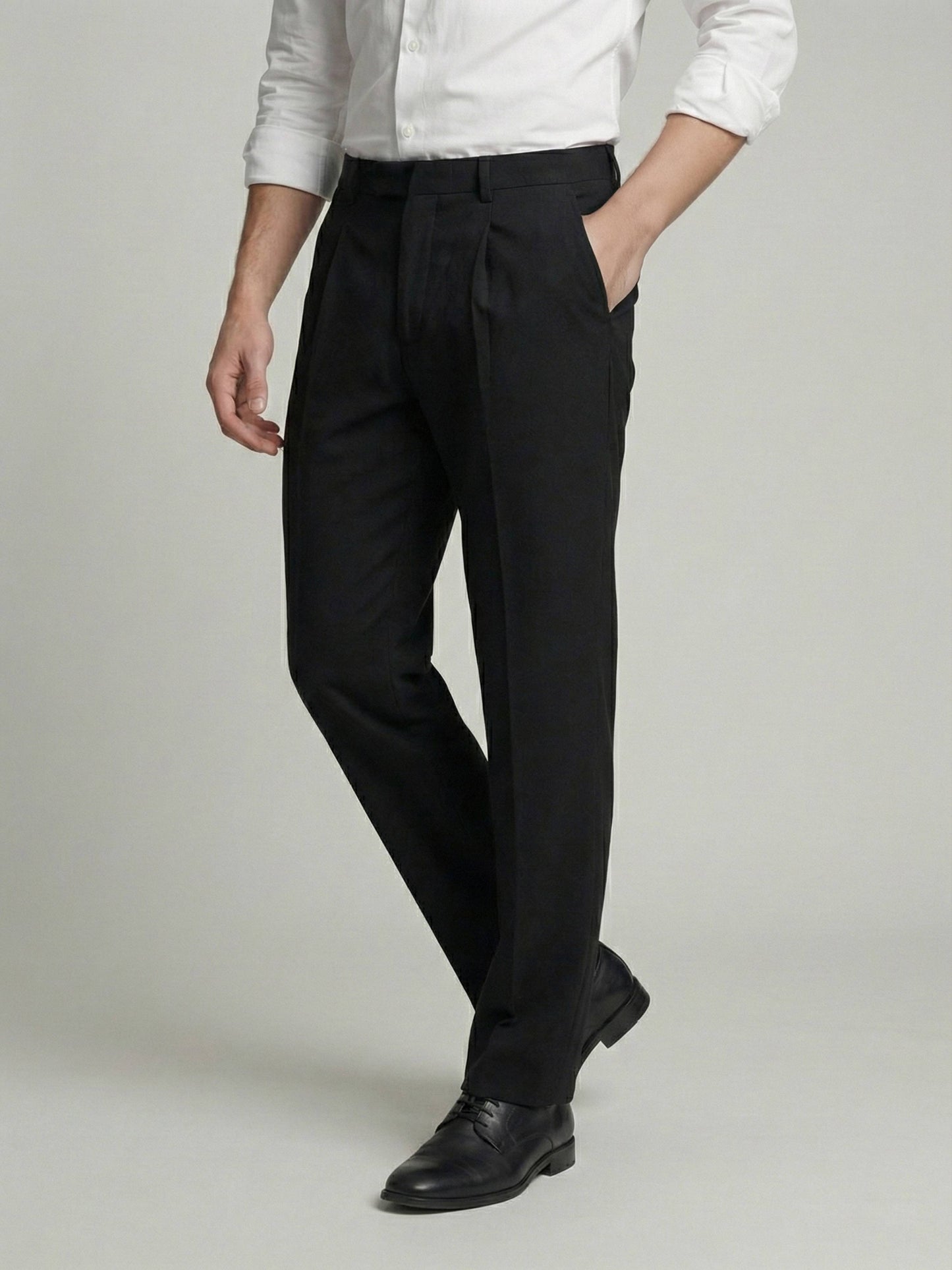 Celio* Men Black Solid Baggy Fit Polyester Trousers