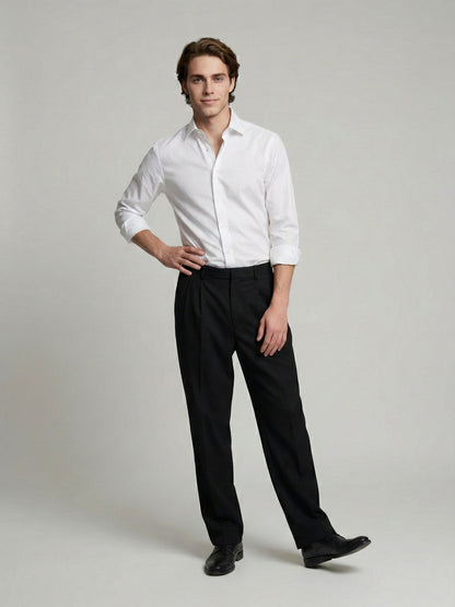 Celio* Men Black Solid Baggy Fit Polyester Trousers