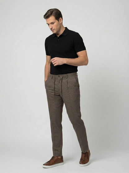 Celio* Men Brown Solid Straight Fit Polyester Trousers