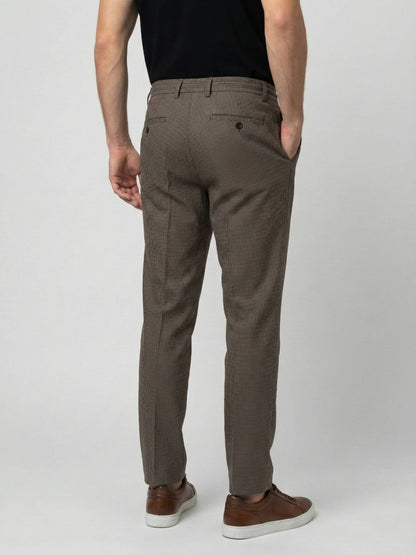 Celio* Men Brown Solid Straight Fit Polyester Trousers