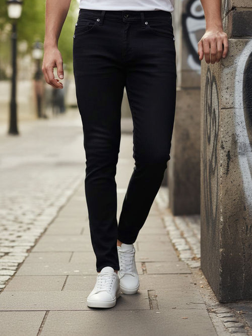 Celio Men Black Solid Slim Fit Cotton Jeans