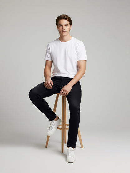 Celio* Men  Black Solid Slim Fit Cotton Jeans