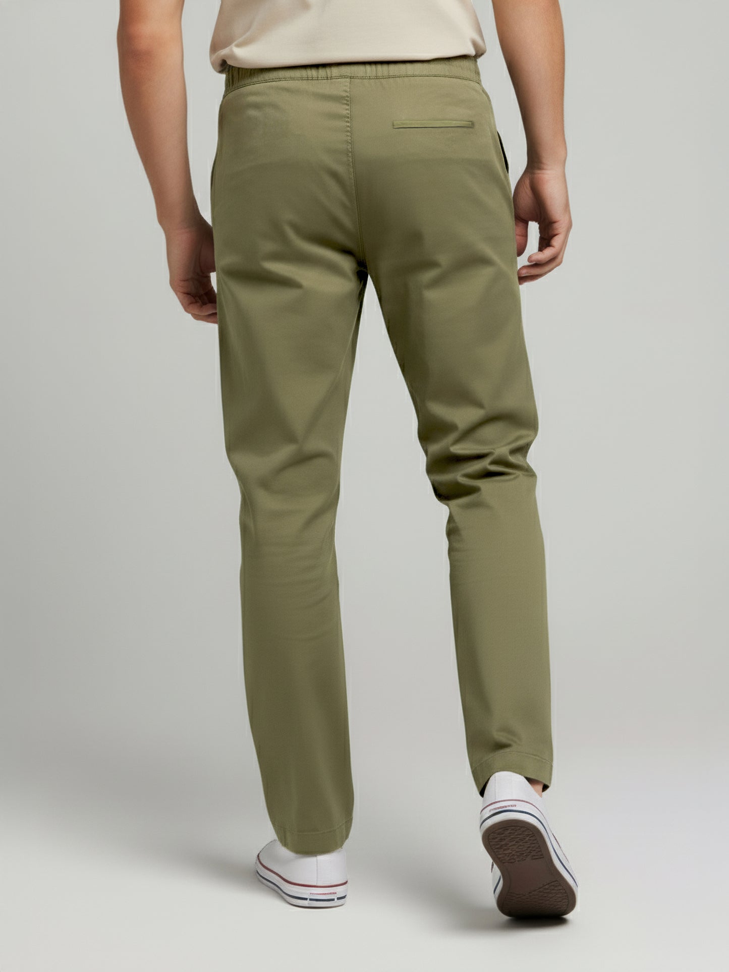 Celio* Men Olive Solid Slim Fit Polyester Trousers