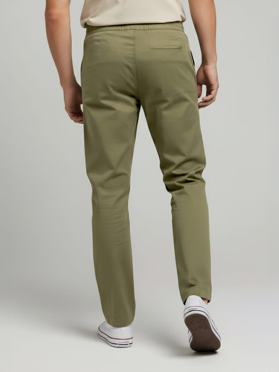 Celio* Men Olive Slim Fit Polyester Trousers