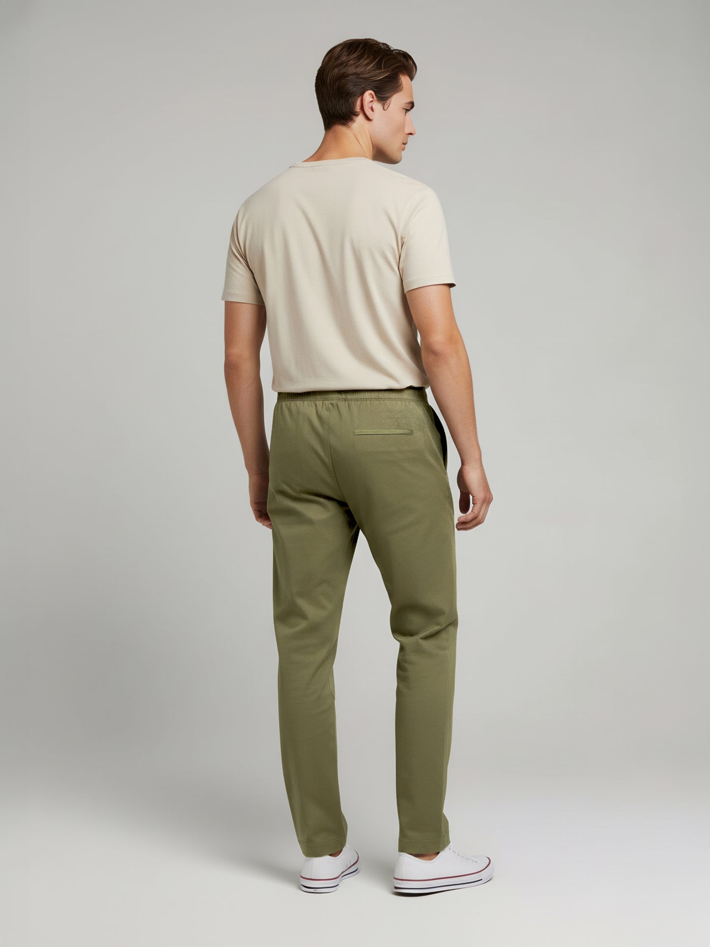 Celio* Men Olive Solid Slim Fit Polyester Trousers
