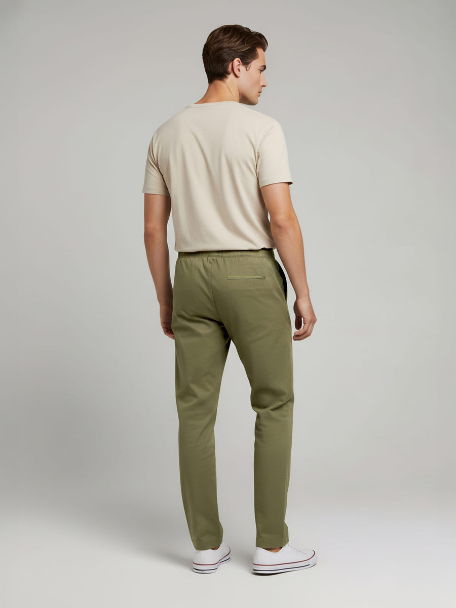 Celio* Men Olive Slim Fit Polyester Trousers