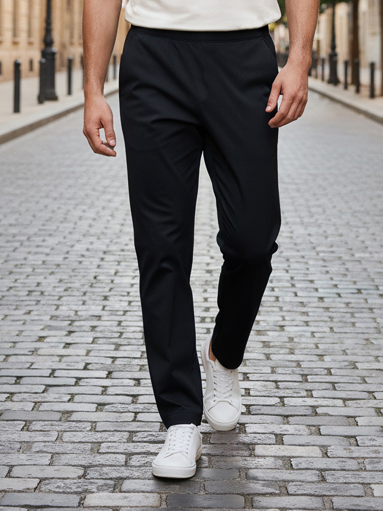 Celio* Men Black Polyester Slim Fit Solid Trousers