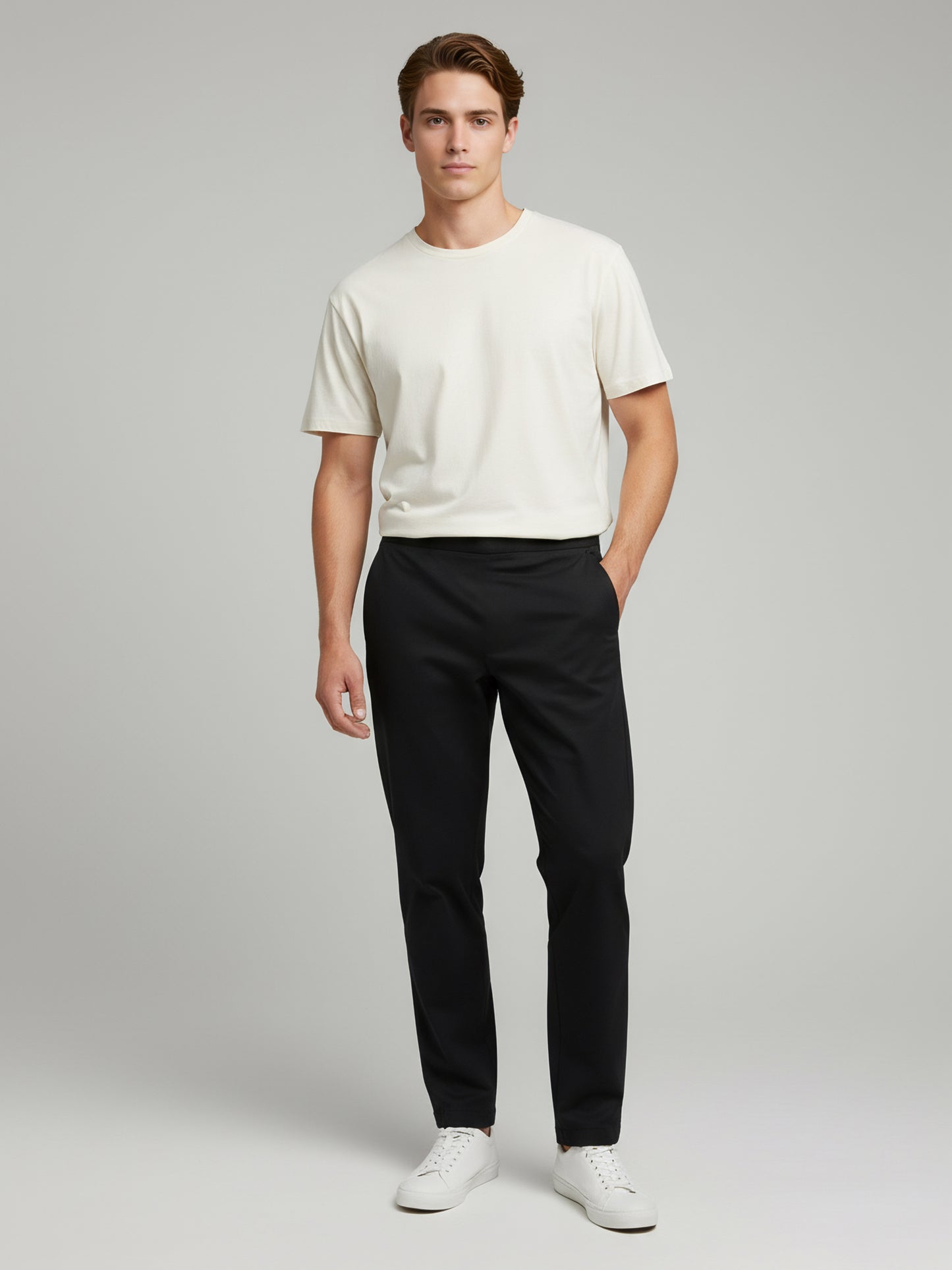 Celio* Men Black Solid Slim Fit Polyester Trousers