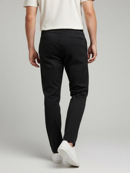 Celio* Men Black Solid Slim Fit Polyester Trousers