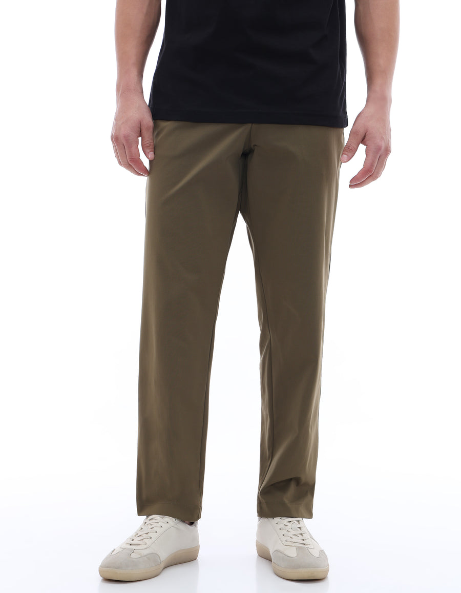 Celio* Polyester Slim Fit Men Olive Solid Trousers