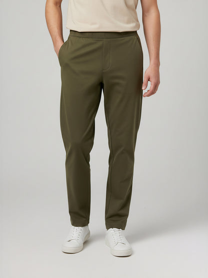 Celio* Polyester Slim Fit Men Olive Solid Trousers