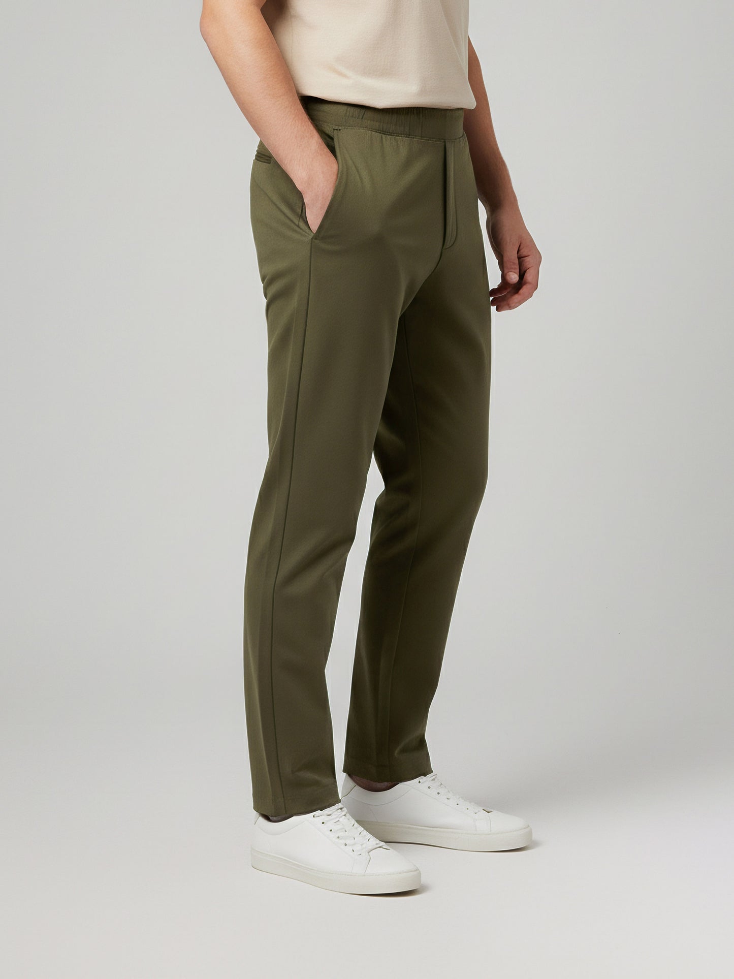 Celio* Polyester Slim Fit Men Olive Solid Trousers
