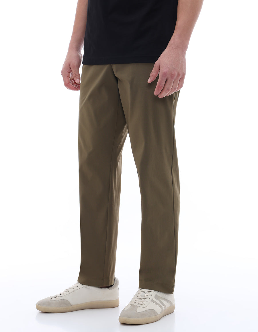 Celio* Polyester Slim Fit Men Olive Solid Trousers