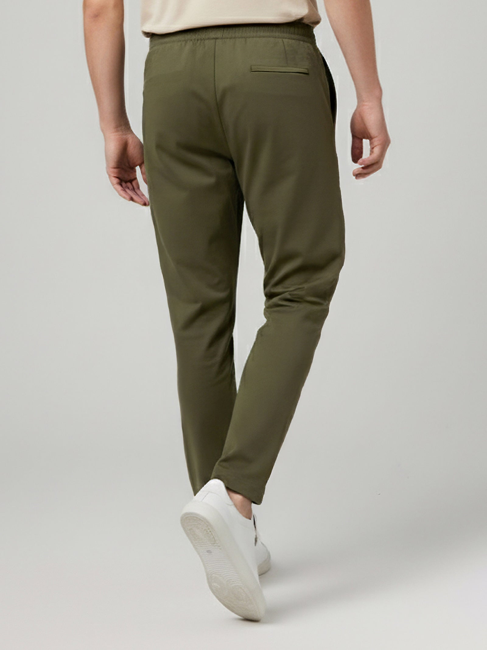 Celio* Polyester Slim Fit Men Olive Solid Trousers