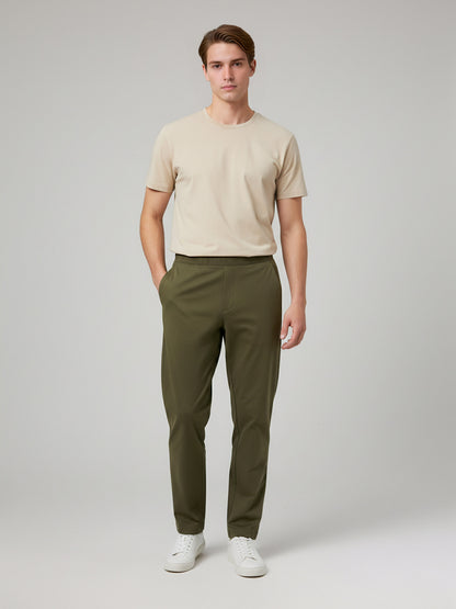 Celio* Polyester Slim Fit Men Olive Solid Trousers