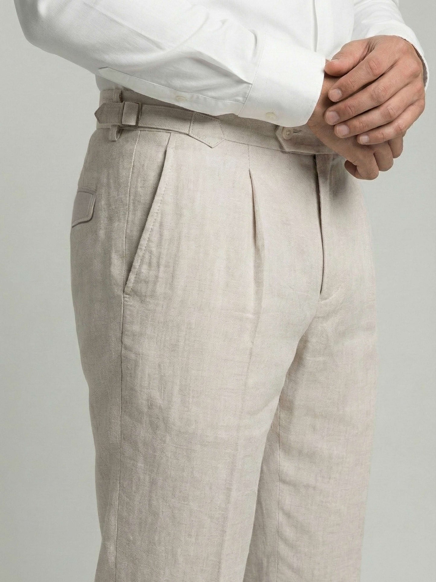 Celio* Men Off White Checked Slim Fit Cotton Trousers