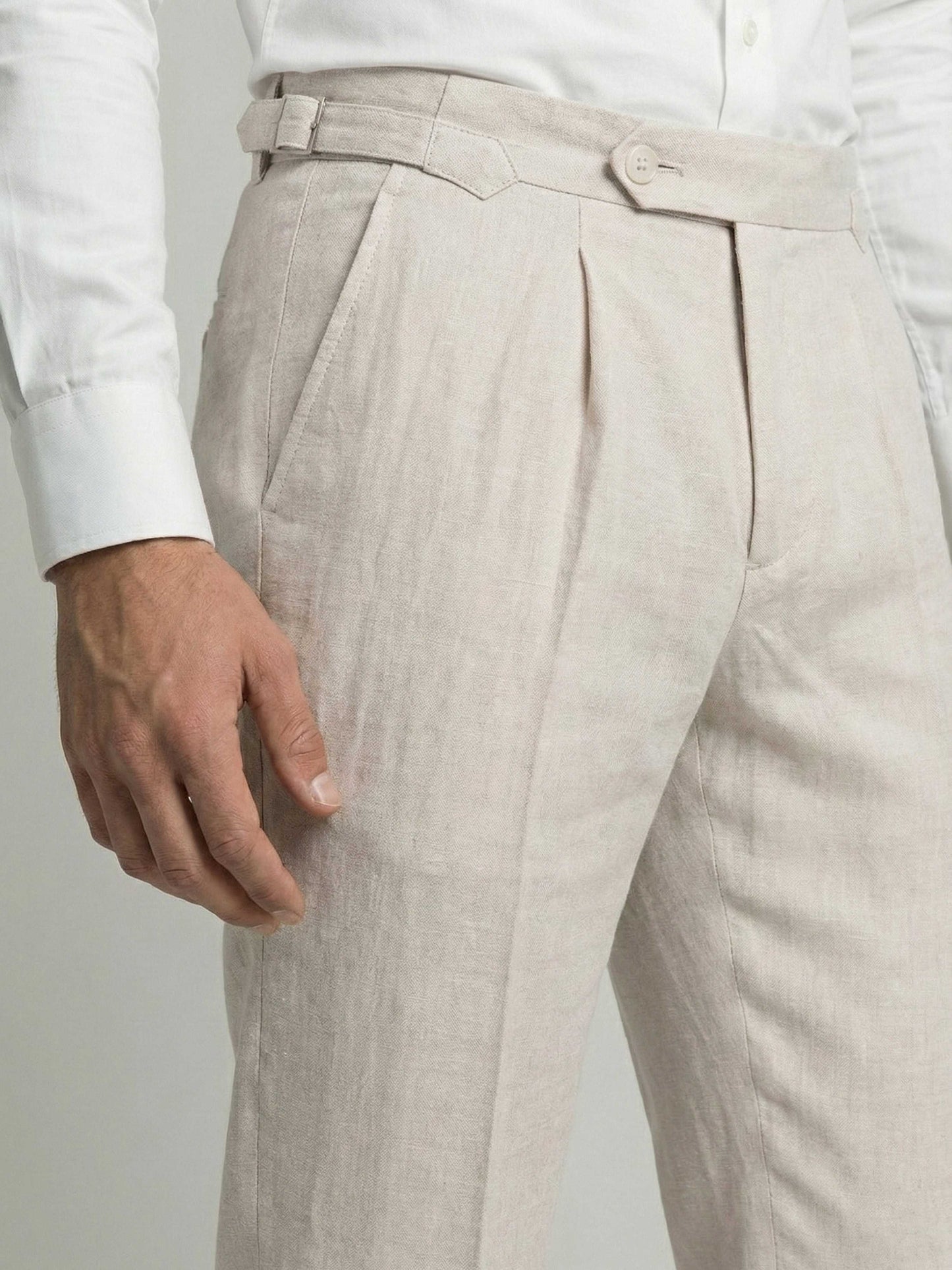 Celio* Men Off White Checked Slim Fit Cotton Trousers