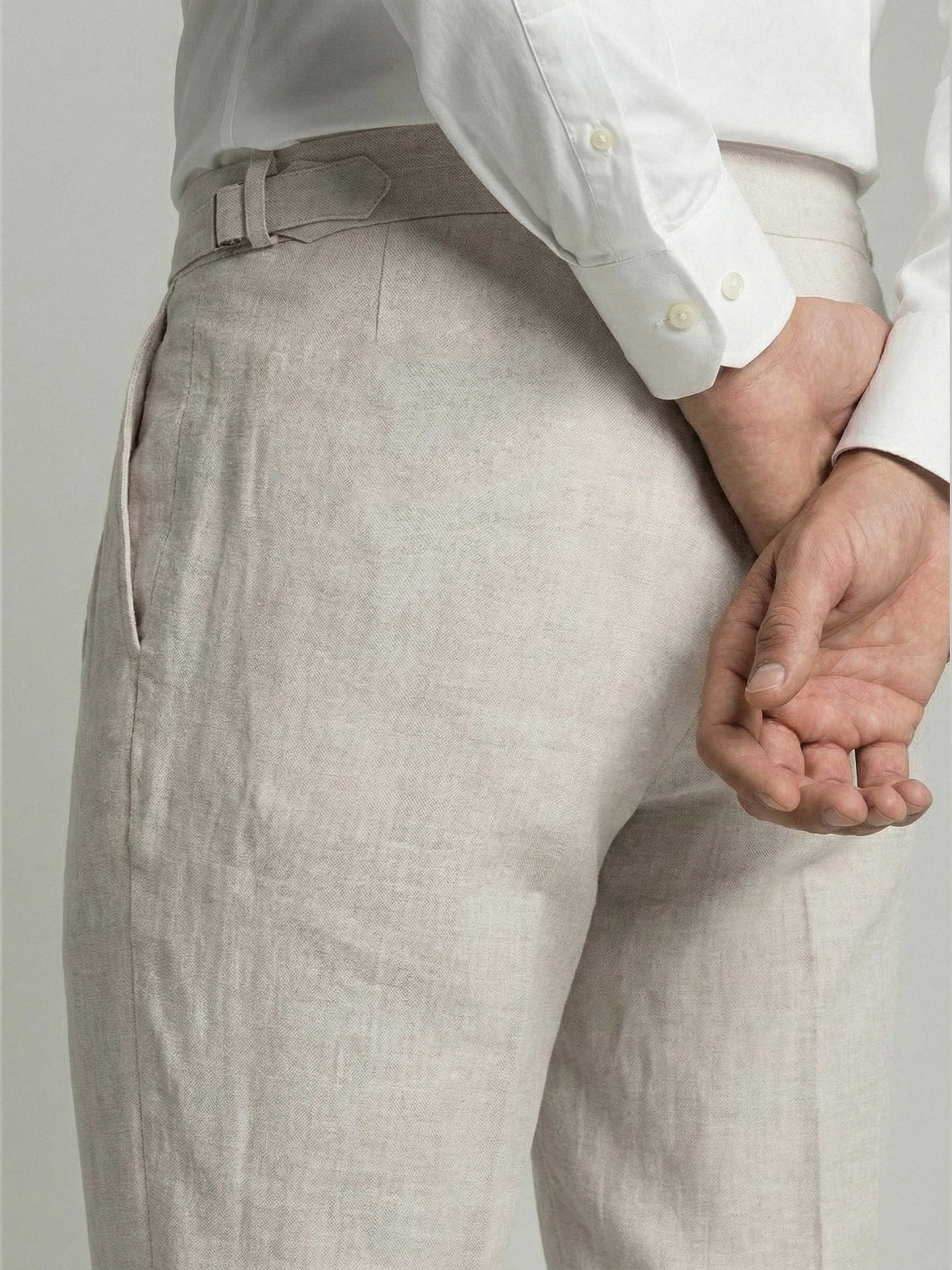 Celio* Men Off White Checked Slim Fit Cotton Trousers