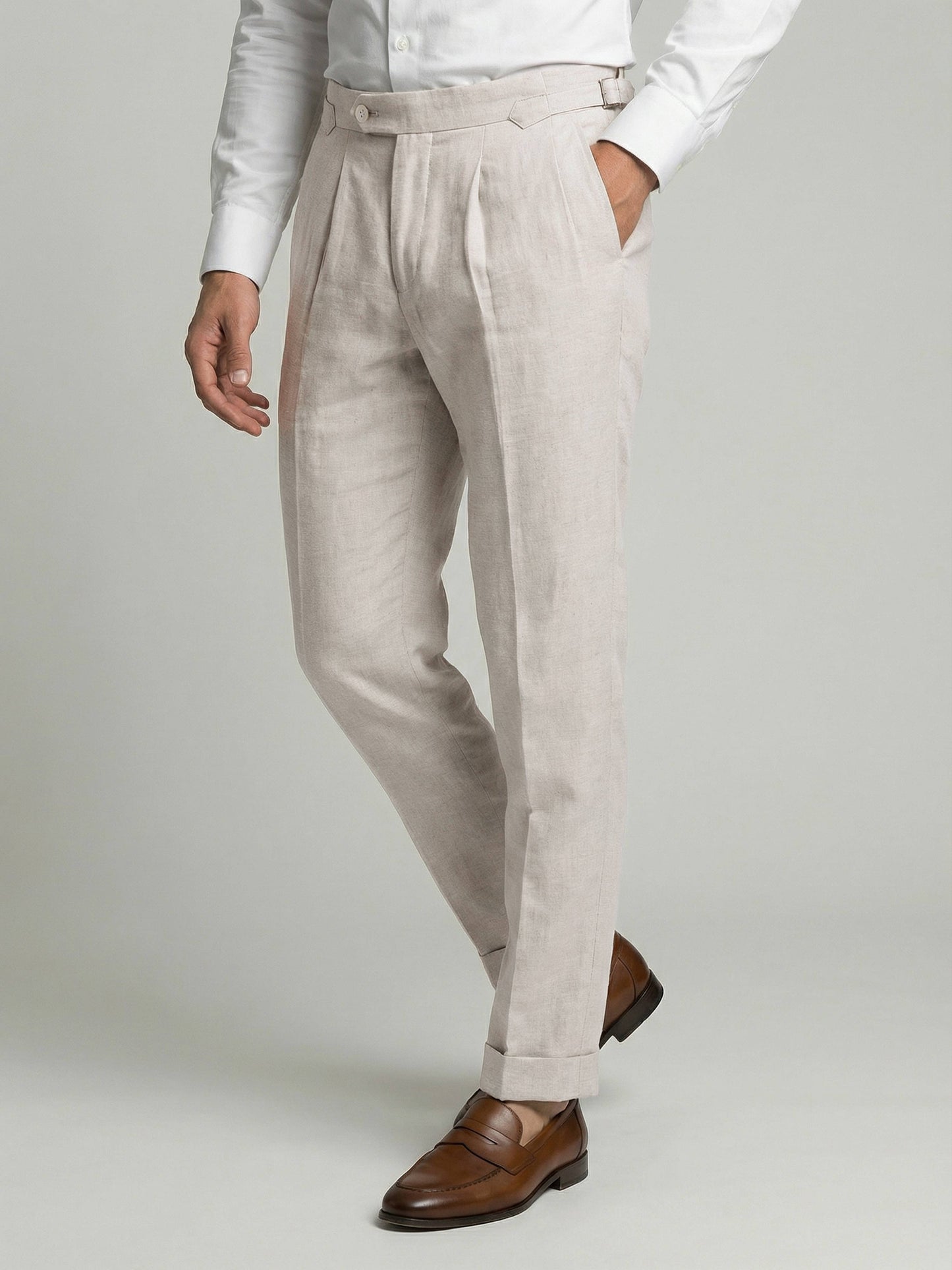 Celio* Men Off White Checked Slim Fit Cotton Trousers