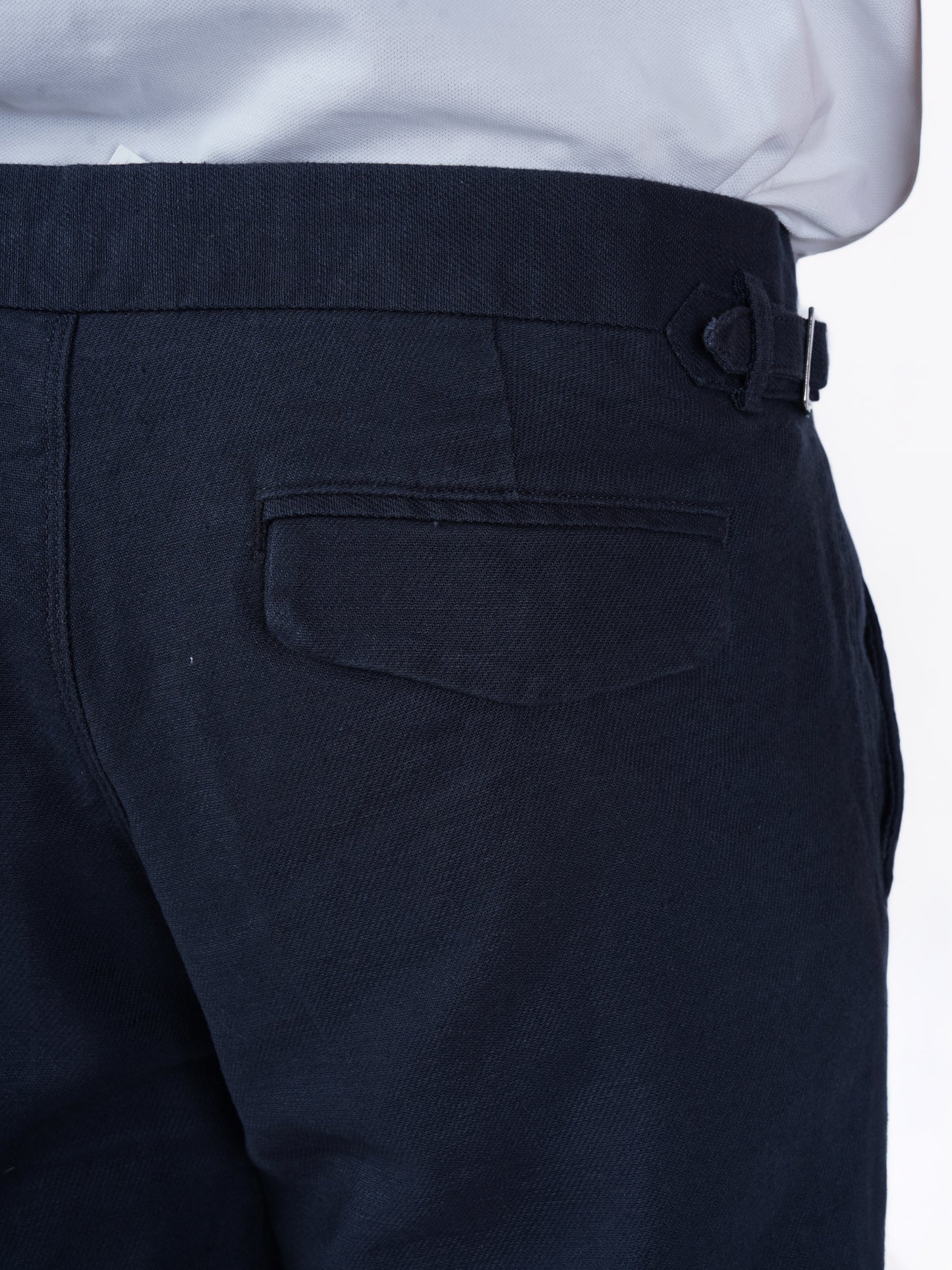 Celio* Men Navy Blue Solid Slim Fit Cotton-Linen-Blend Trousers