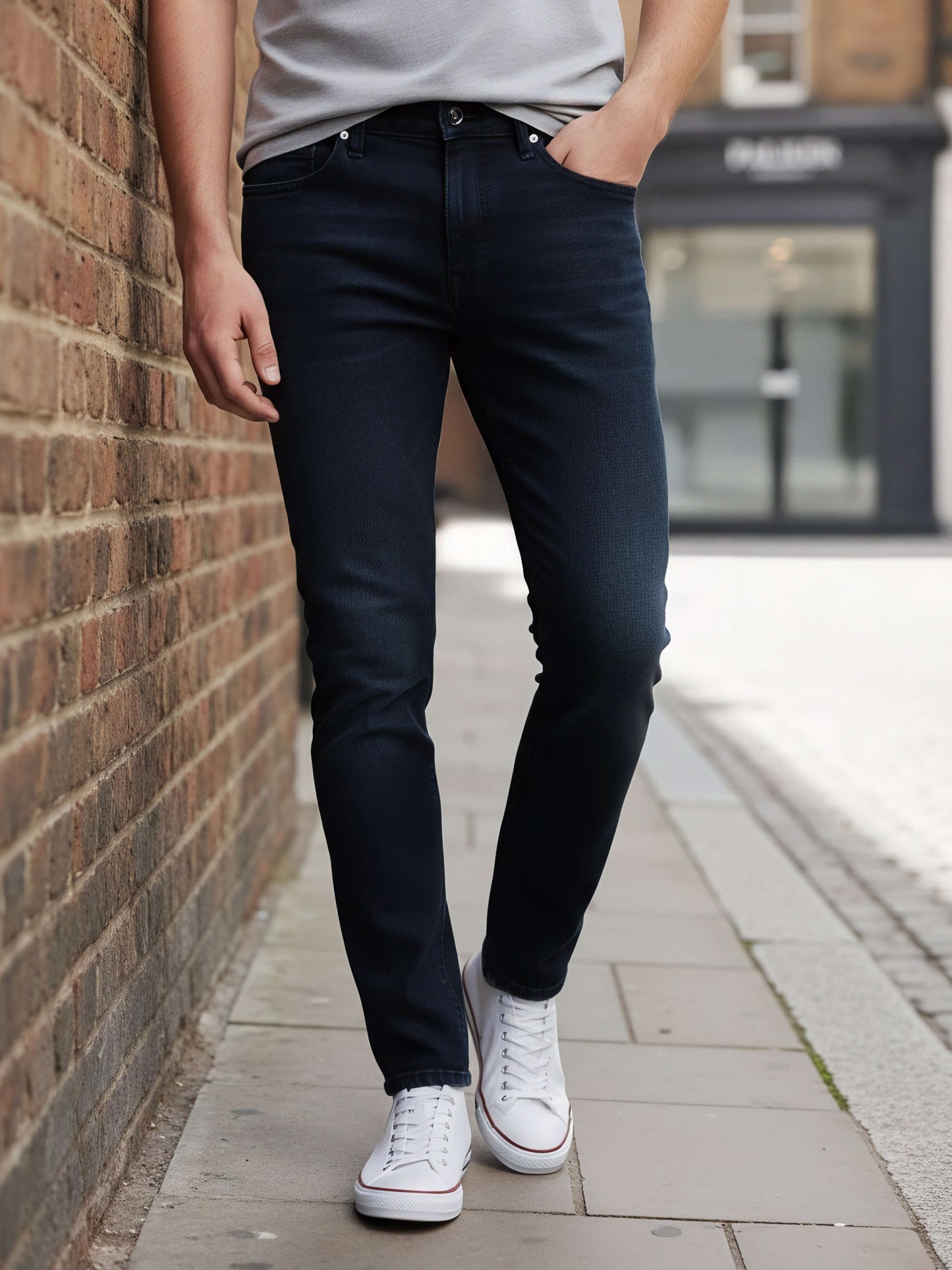 Celio Men Blue Solid Slim Fit Cotton Jeans