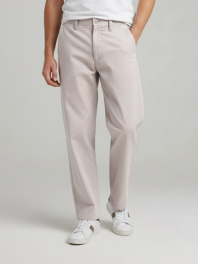 Celio* Men Beige Solid Relaxed Fit Cotton Trousers