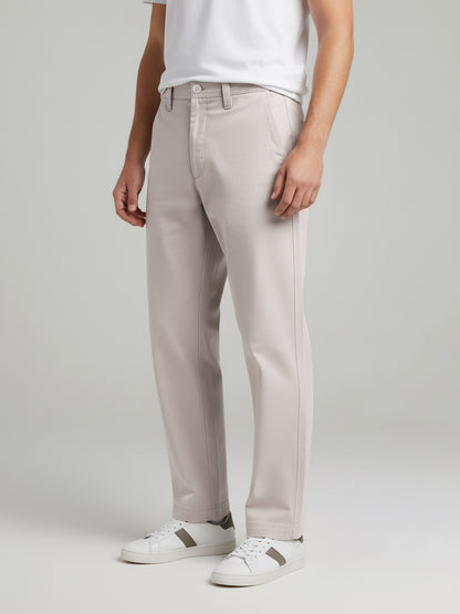 Celio* Men Beige Solid Relaxed Fit Cotton Trousers