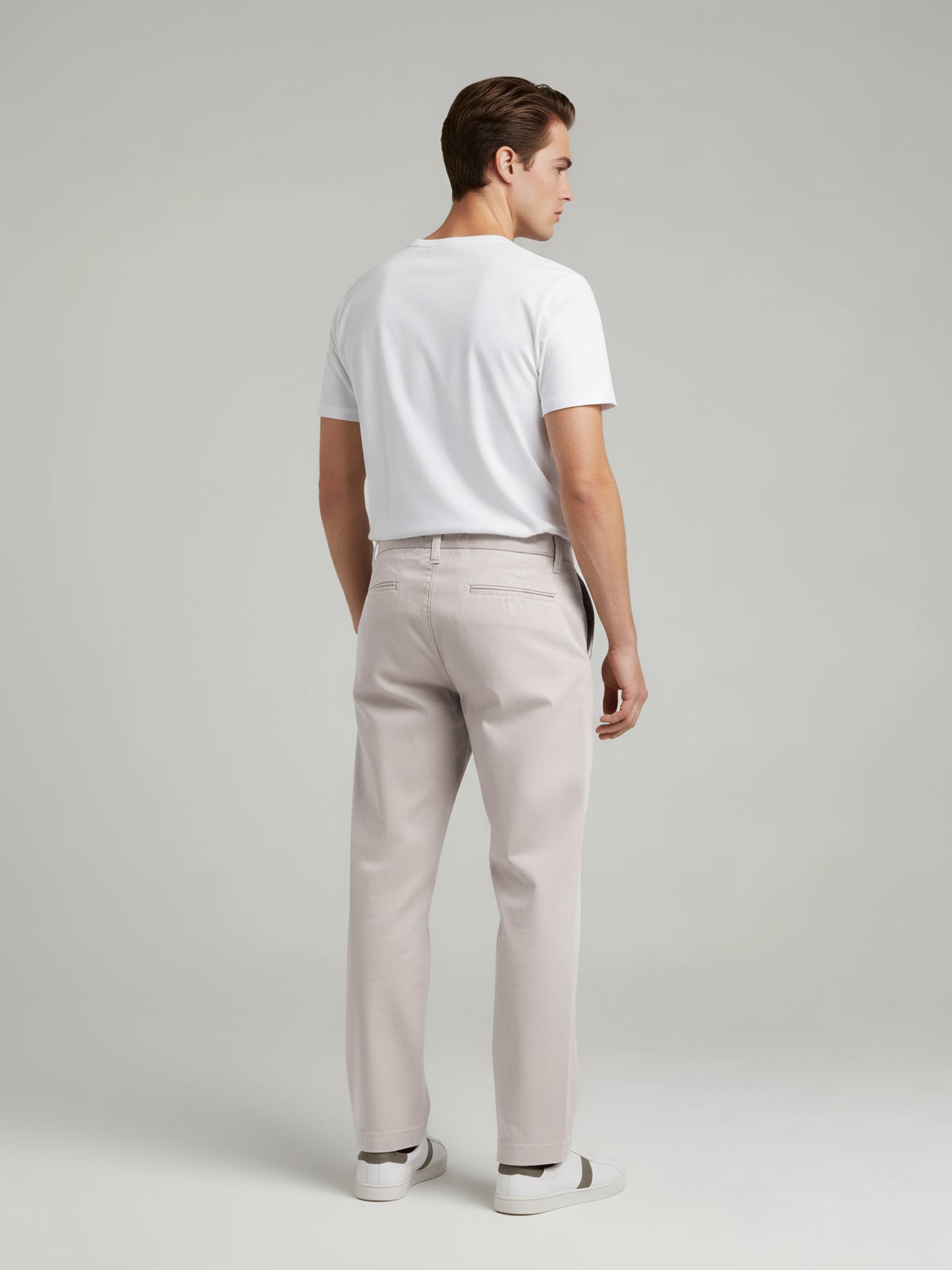 Celio* Men Beige Solid Relaxed Fit Cotton Trousers