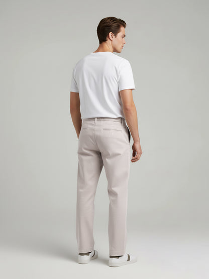Celio* Men Beige Solid Relaxed Fit Cotton Trousers