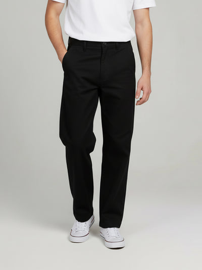 Celio* Men Black Solid Relaxed Fit Cotton Trousers