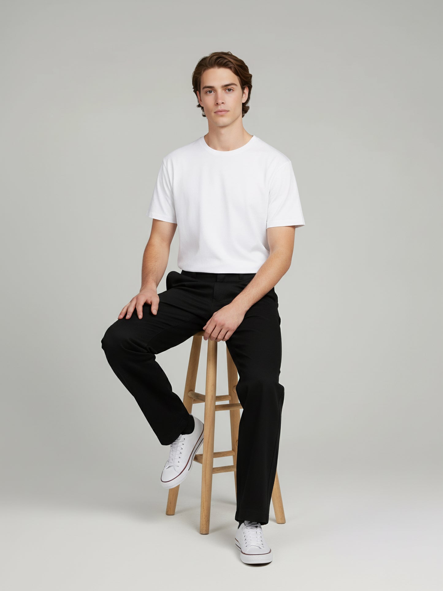 Celio* Men Black Solid Relaxed Fit Cotton Trousers