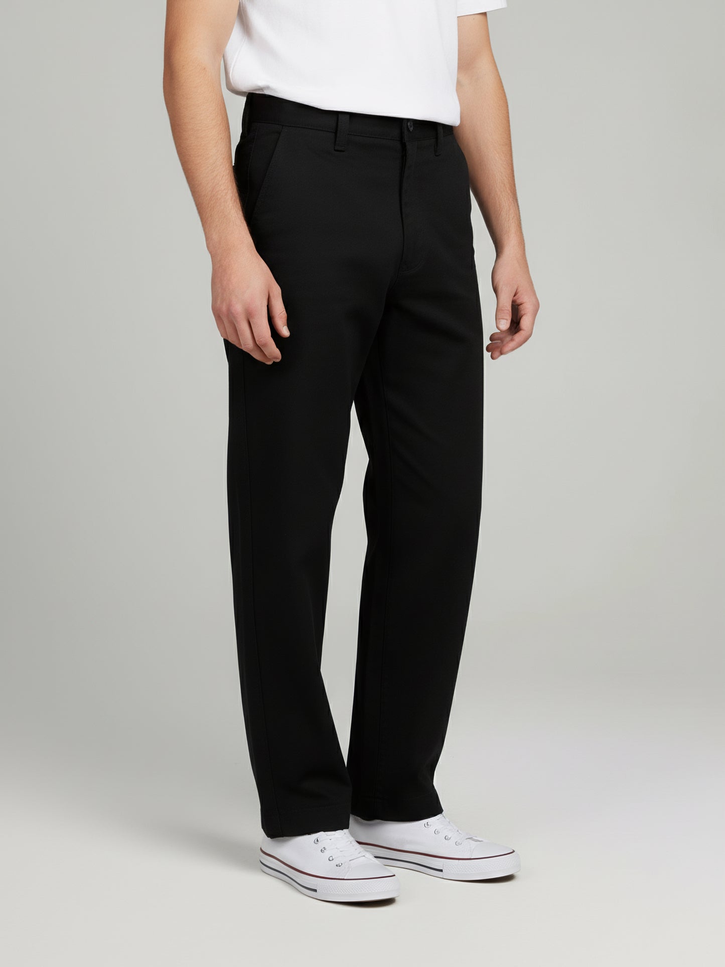 Celio* Men Black Solid Relaxed Fit Cotton Trousers