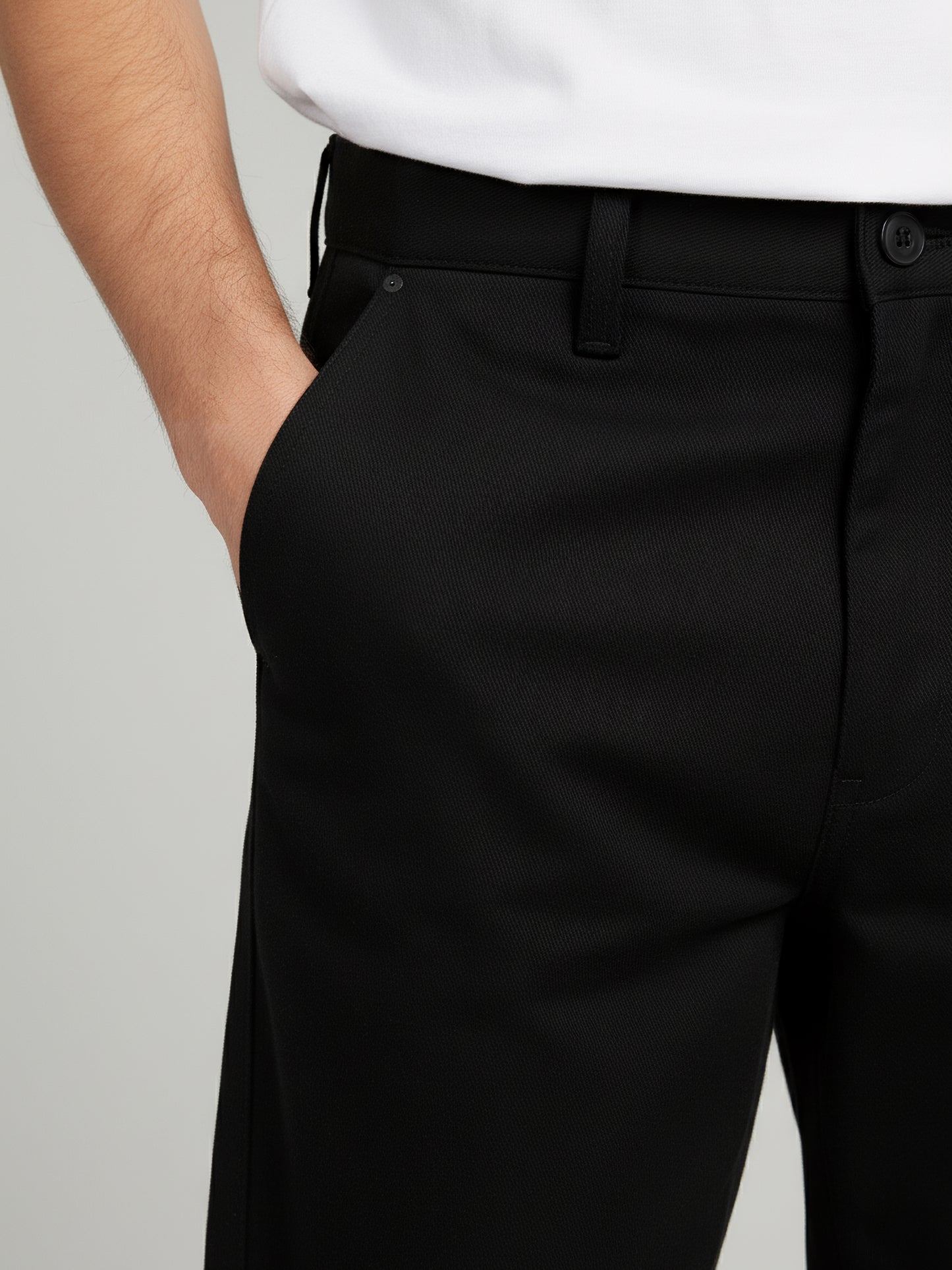 Celio* Men Black Solid Relaxed Fit Cotton Trousers