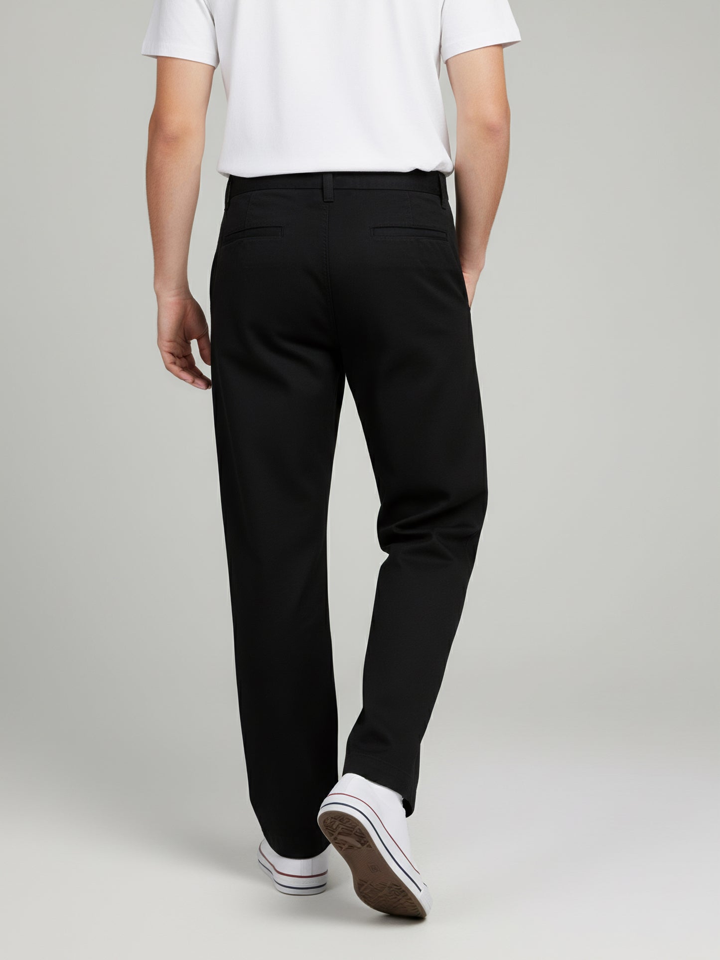 Celio* Men Black Solid Relaxed Fit Cotton Trousers