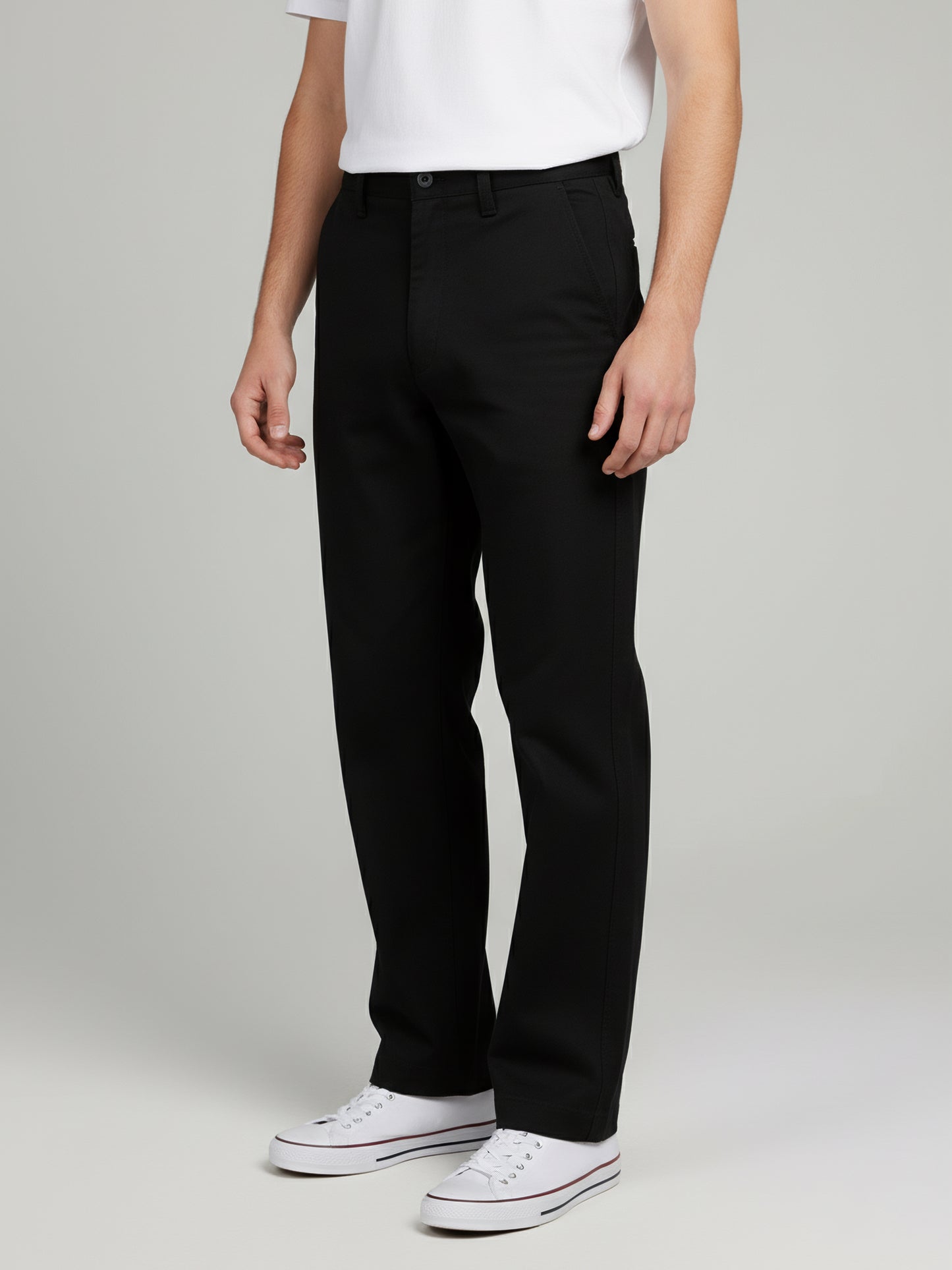 Celio* Men Black Solid Relaxed Fit Cotton Trousers